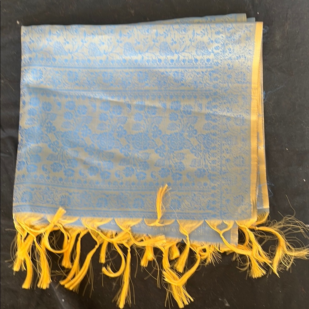 Elegant Blue and Yellow Scarf